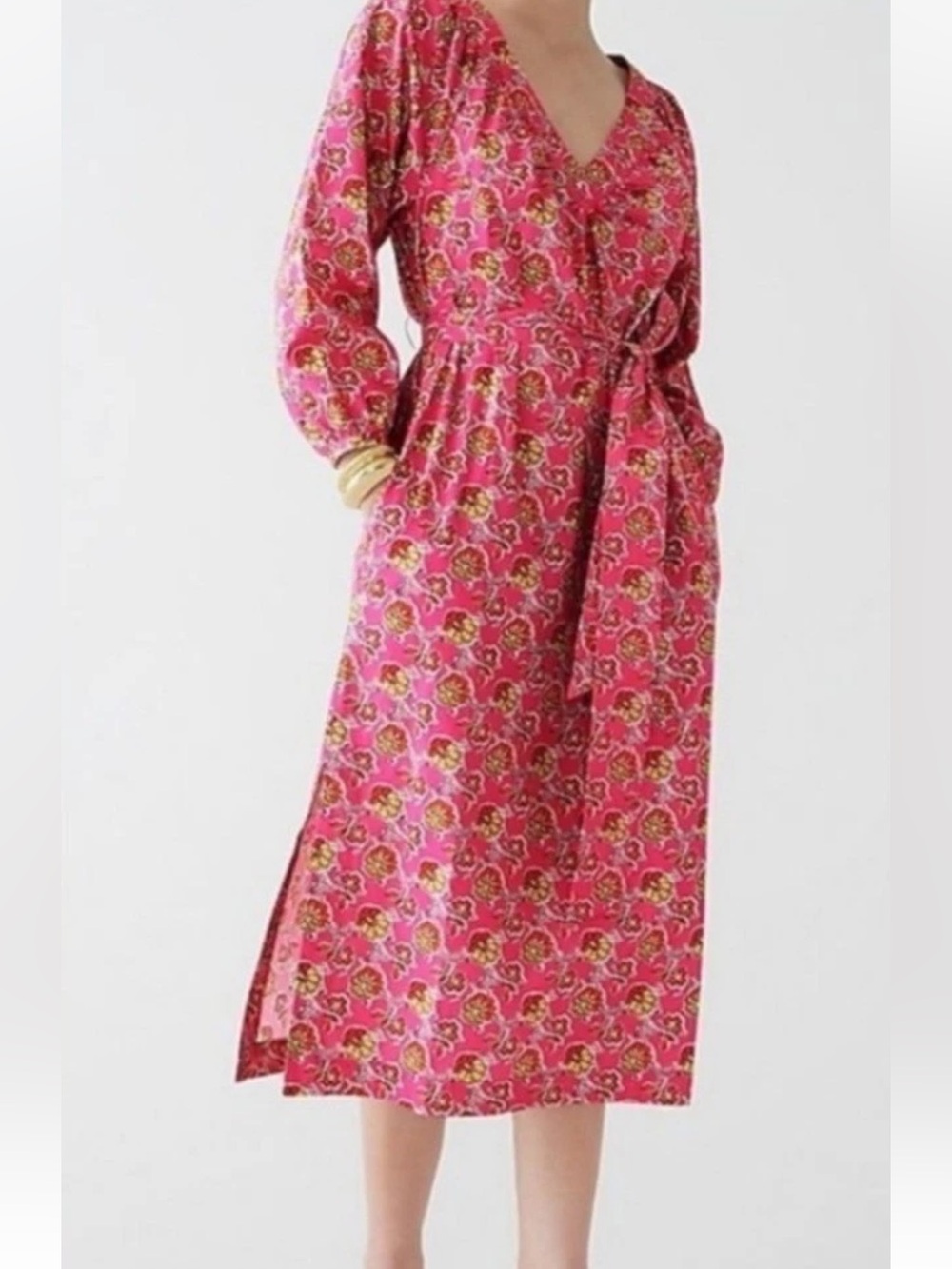 NWT J.Crew Collection Cotton Poplin Dress. Rattie Pink Blossoms. Small